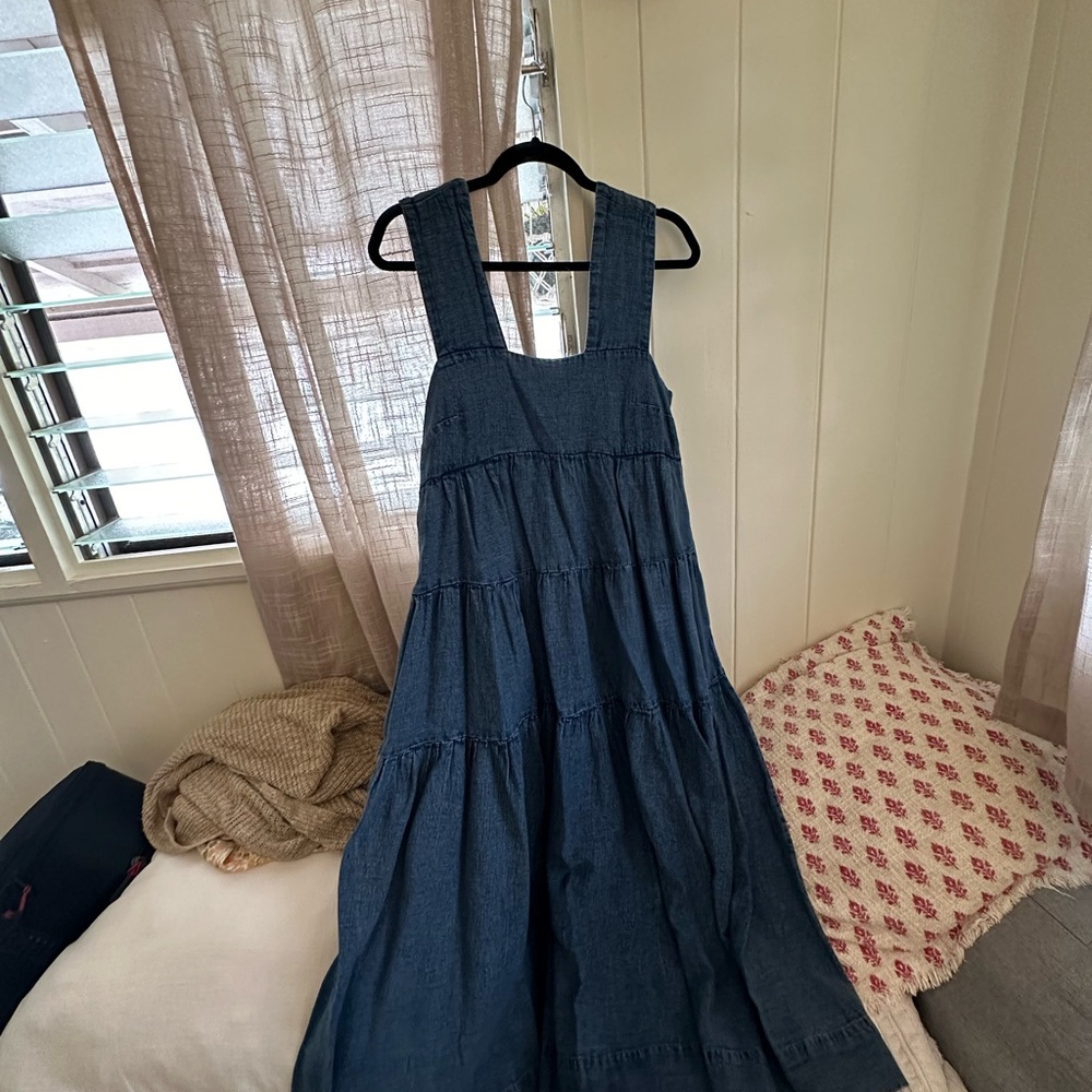 Denim Sleeveless Tiered Dress